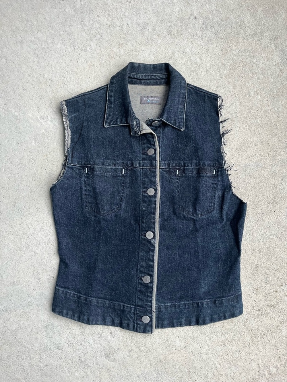 90s vintage Sleeveless Dark Denim Jean Jacket - Classic Women's Vest